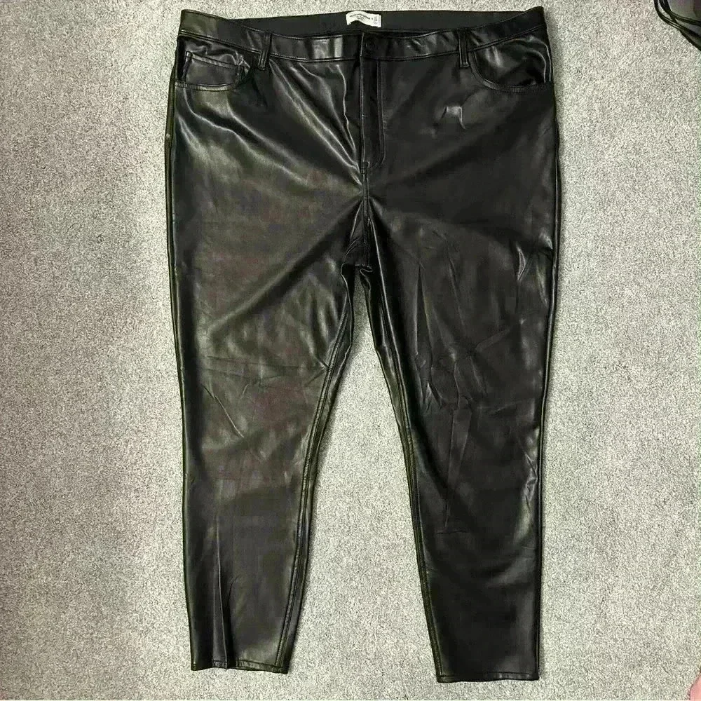 Nwot Abercrombie & Fitch Skinny Ultra High Rise Faux Leather Pant Sz 37/24l
